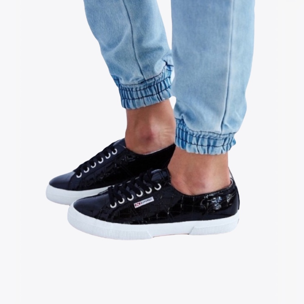Superga Black Patent Leather Women’s Sneakers - 7 1/2